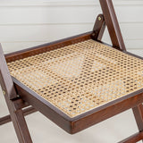 Nordic Mid-Century Vintage Wood Rattan Folding Chair with Adjustable Back Set 2
