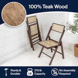 Nordic Mid-Century Vintage Wood Rattan Folding Chair with Adjustable Back Set 2