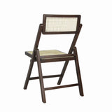 Nordic Mid-Century Vintage Wood Rattan Folding Chair with Adjustable Back Set 2