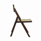 Nordic Mid-Century Vintage Wood Rattan Folding Chair with Adjustable Back Set 2