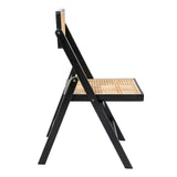 Nordic Mid-Century Vintage Wood Rattan Folding Chair with Adjustable Back Set 2