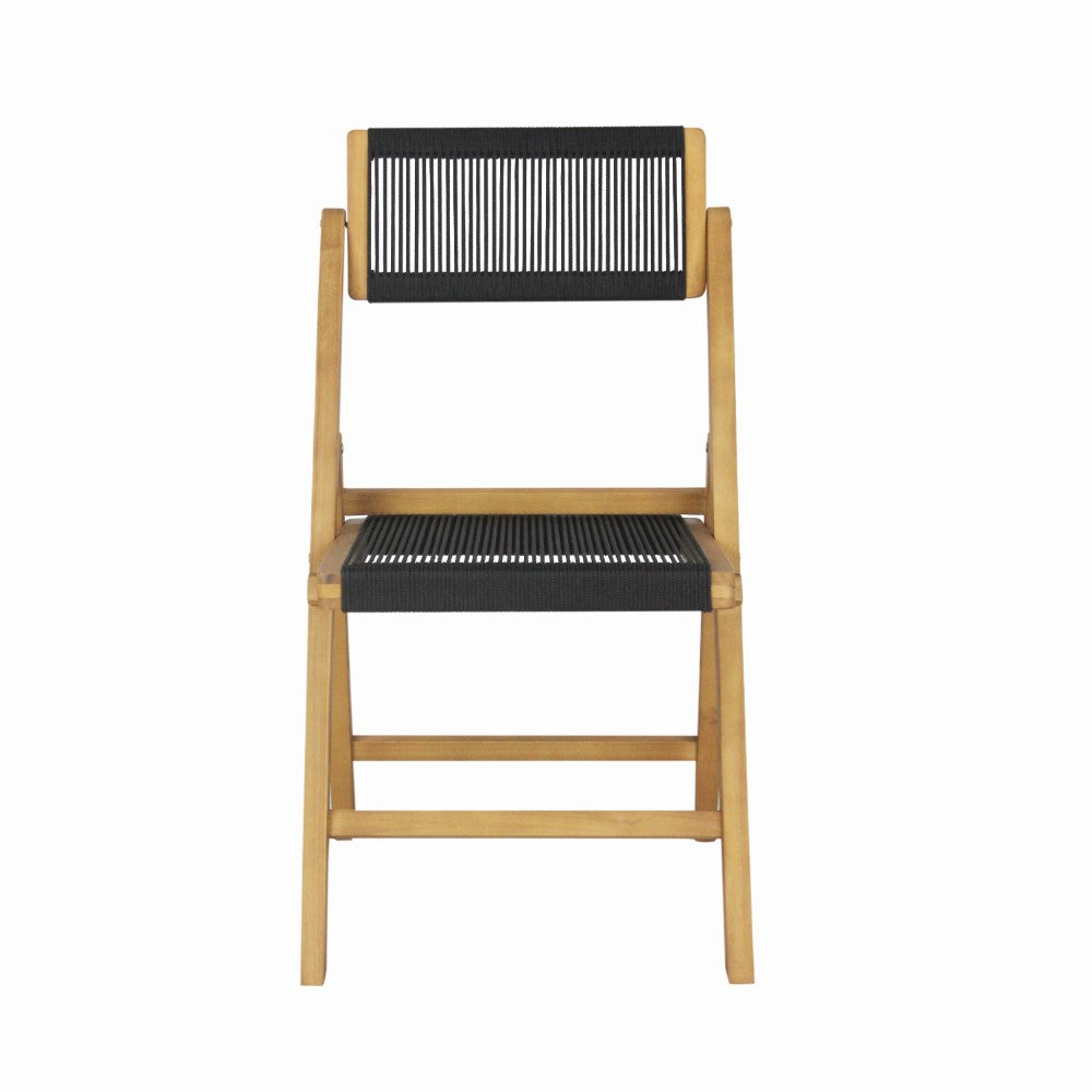 Nordic Mid-Century Vintage Wood Rattan Folding Chair with Adjustable Back Set 2