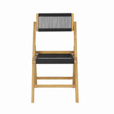 Nordic Mid-Century Vintage Wood Rattan Folding Chair with Adjustable Back Set 2