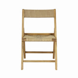 Rylee Coastal Modern Wood Woven Seagrass Folding Chair Set 2