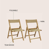 Rylee Coastal Modern Wood Woven Seagrass Folding Chair Set 2