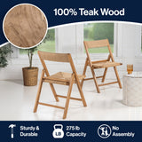 Rylee Coastal Modern Wood Woven Seagrass Folding Chair Set 2