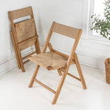 Rylee Coastal Modern Wood Woven Seagrass Folding Chair Set 2
