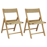 Rylee Coastal Modern Wood Woven Seagrass Folding Chair Set 2