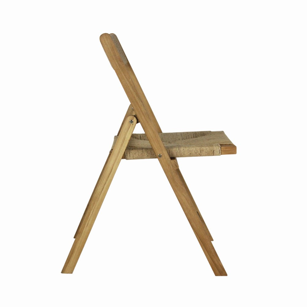 Rylee Coastal Modern Wood Woven Seagrass Folding Chair Set 2