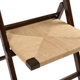 Rylee Coastal Modern Wood Woven Seagrass Folding Chair Set 2