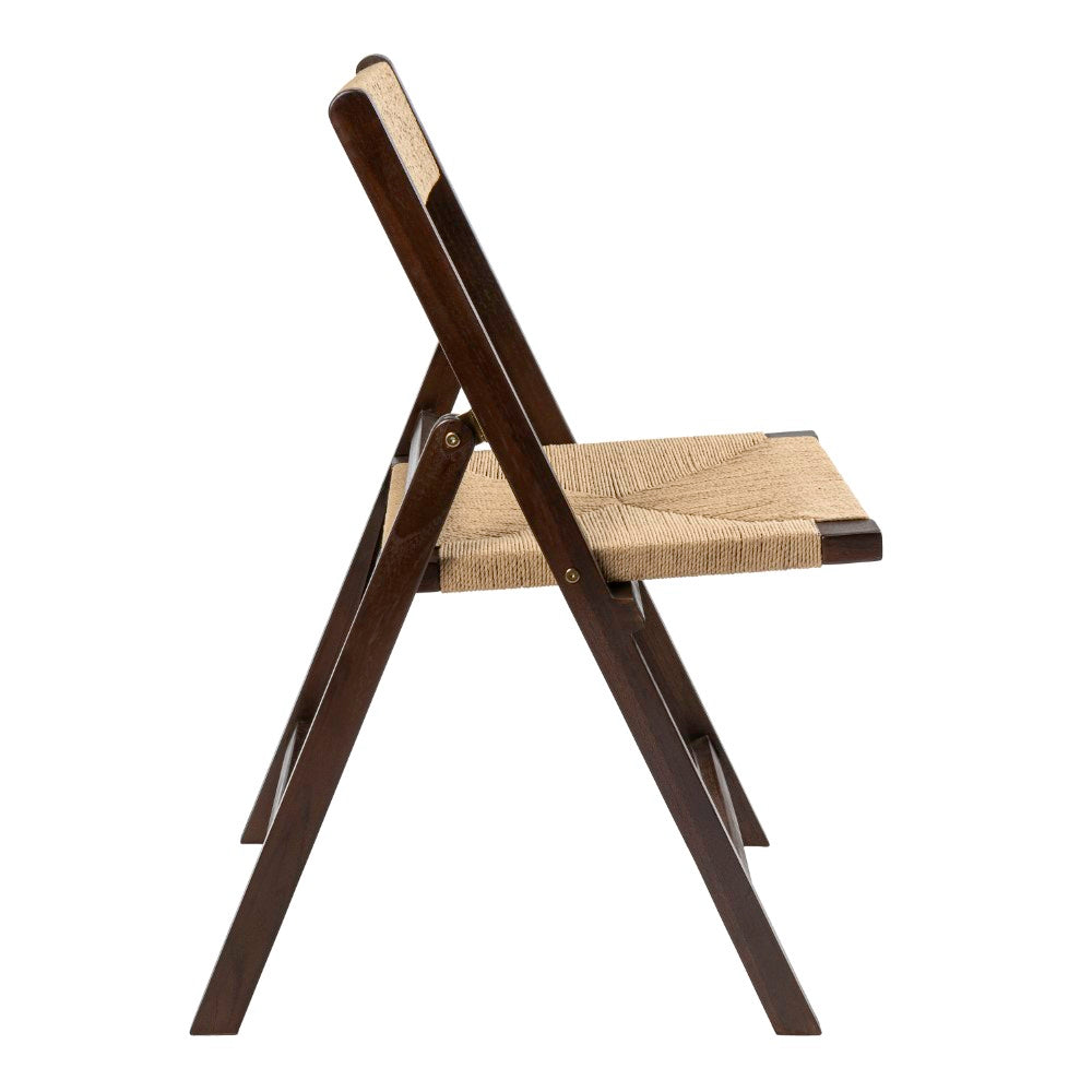Rylee Coastal Modern Wood Woven Seagrass Folding Chair Set 2