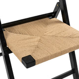 Rylee Coastal Modern Wood Woven Seagrass Folding Chair Set 2