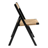 Rylee Coastal Modern Wood Woven Seagrass Folding Chair Set 2