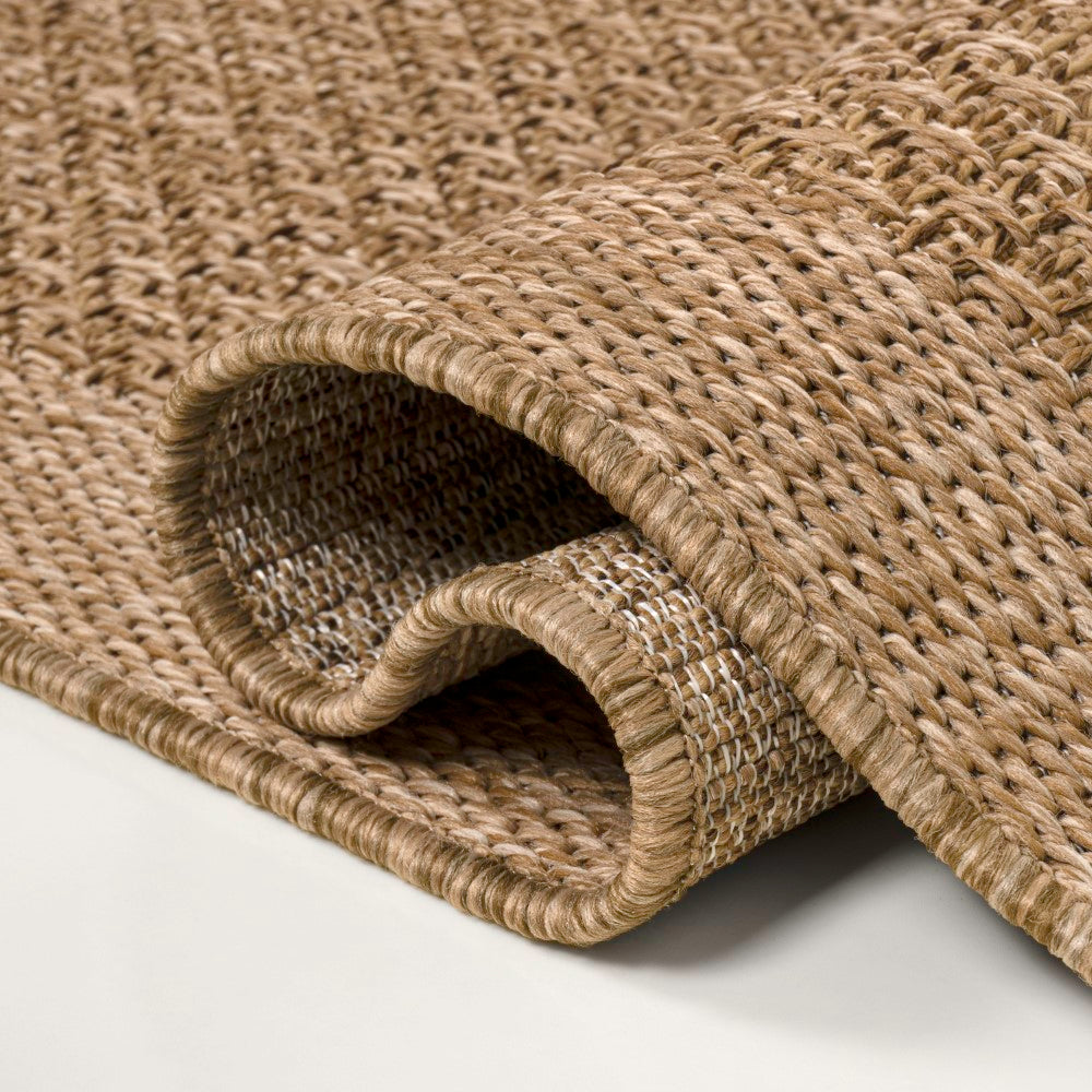 Calvero Boho Easy Jute Coastal Border Solid Color Area Rug