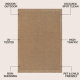 Calvero Boho Easy Jute Coastal Border Solid Color Area Rug