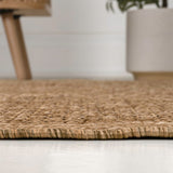 Calvero Boho Easy Jute Coastal Border Solid Color Area Rug