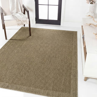 Calvero Boho Easy Jute Coastal Border Solid Color Area Rug