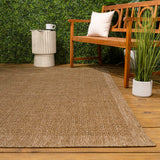 Calvero Boho Easy Jute Coastal Border Solid Color Area Rug