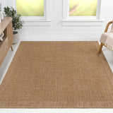 Calvero Boho Easy Jute Coastal Border Solid Color Area Rug