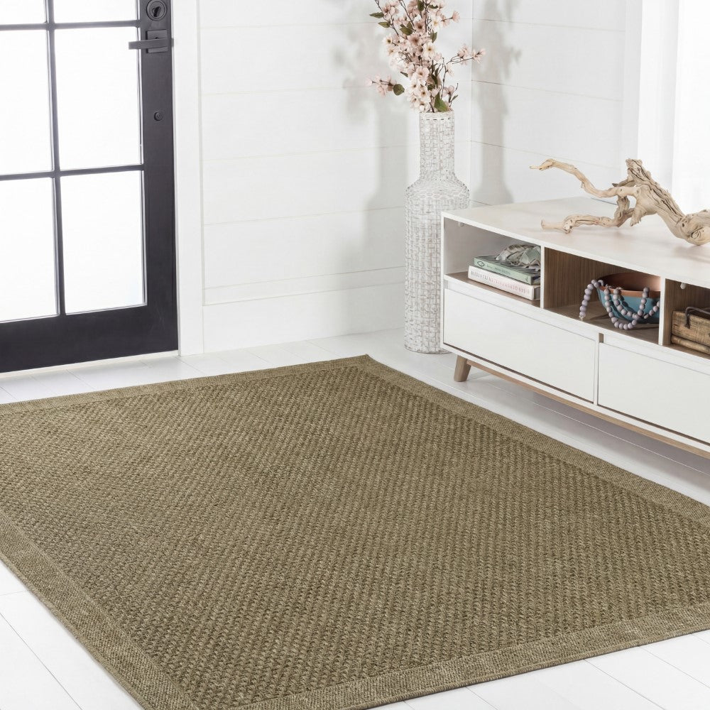 Calvero Boho Easy Jute Coastal Border Solid Color Area Rug