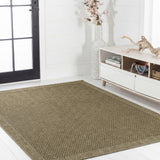 Calvero Boho Easy Jute Coastal Border Solid Color Area Rug