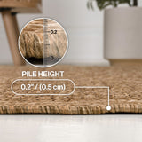 Calvero Boho Easy Jute Coastal Border Solid Color Area Rug