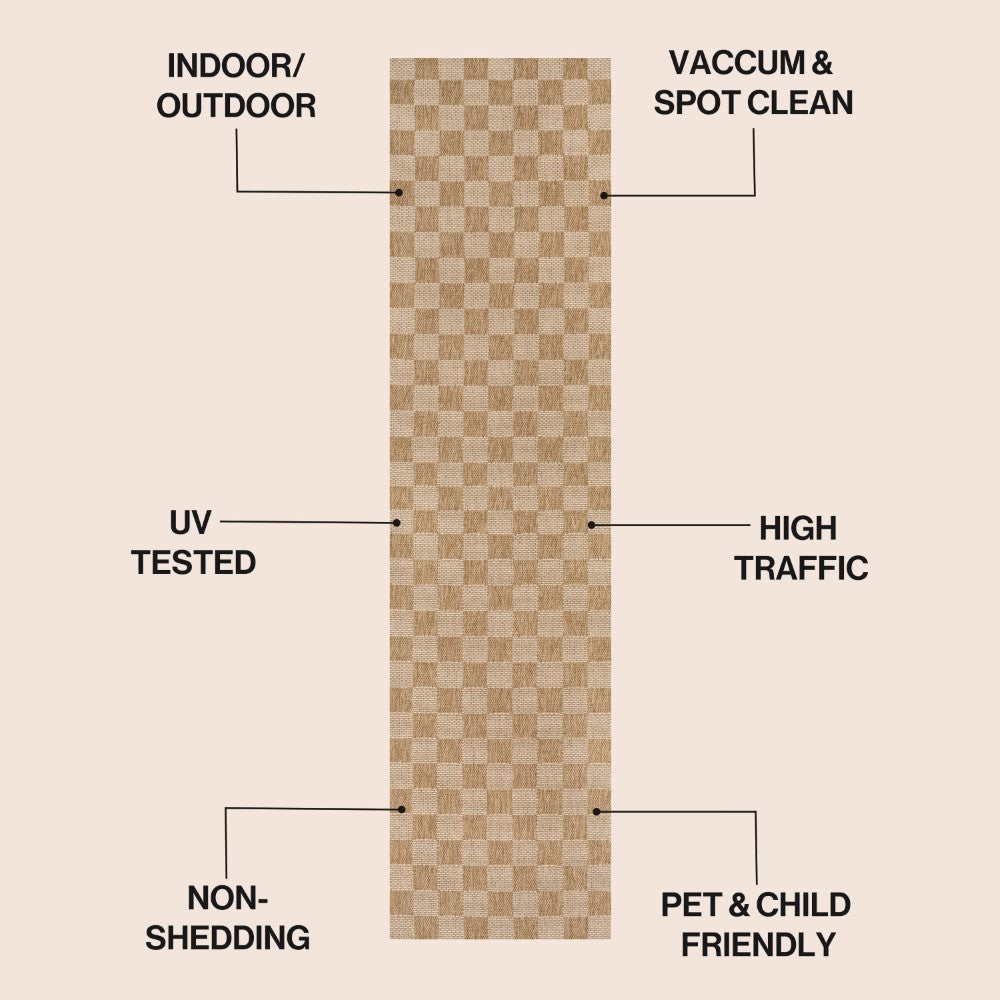 Fluvia Easy Jute Geometric Boho Checker Weave Area Rug