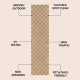 Fluvia Easy Jute Geometric Boho Checker Weave Area Rug