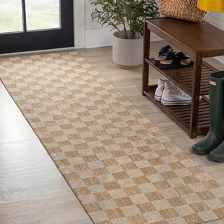 Fluvia Easy Jute Geometric Boho Checker Weave Area Rug