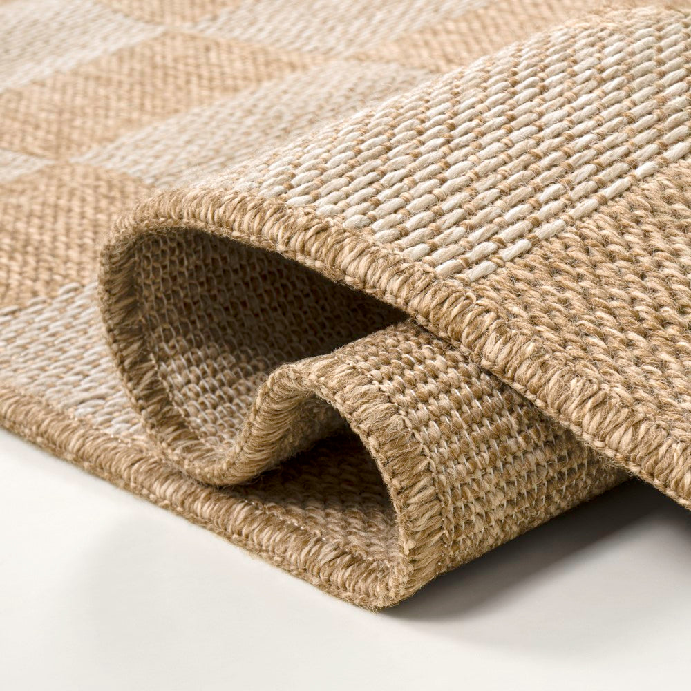 Fluvia Easy Jute Geometric Boho Checker Weave Area Rug