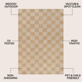 Fluvia Easy Jute Geometric Boho Checker Weave Area Rug