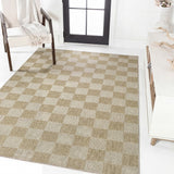 Fluvia Easy Jute Geometric Boho Checker Weave Area Rug