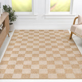 Fluvia Easy Jute Geometric Boho Checker Weave Area Rug