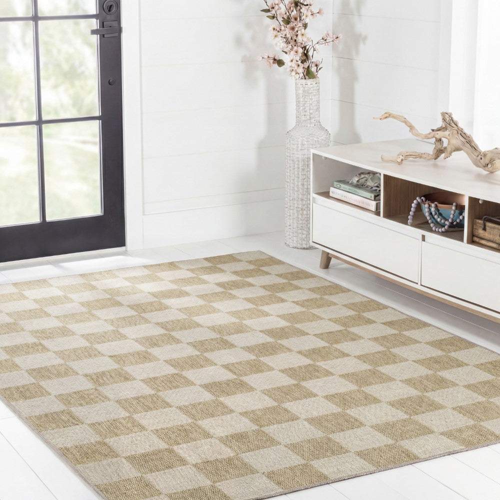 Fluvia Easy Jute Geometric Boho Checker Weave Area Rug