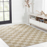 Fluvia Easy Jute Geometric Boho Checker Weave Area Rug