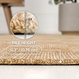 Fluvia Easy Jute Geometric Boho Checker Weave Area Rug