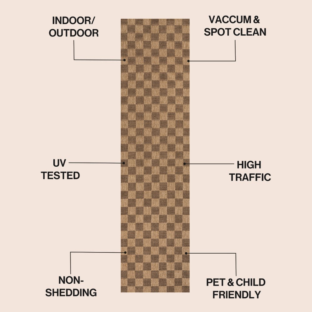 Fluvia Easy Jute Geometric Boho Checker Weave Area Rug