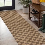 Fluvia Easy Jute Geometric Boho Checker Weave Area Rug