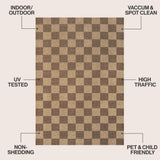 Fluvia Easy Jute Geometric Boho Checker Weave Area Rug
