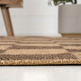 Fluvia Easy Jute Geometric Boho Checker Weave Area Rug