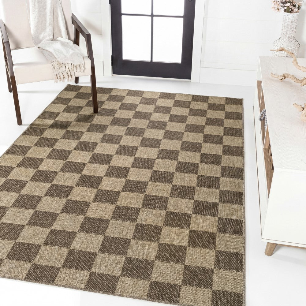 Fluvia Easy Jute Geometric Boho Checker Weave Area Rug