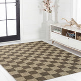 Fluvia Easy Jute Geometric Boho Checker Weave Area Rug