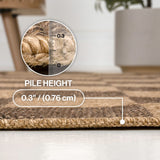 Fluvia Easy Jute Geometric Boho Checker Weave Area Rug