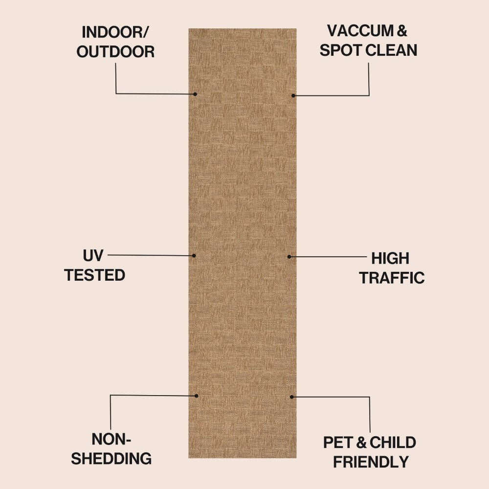 Fluvia Easy Jute Geometric Boho Checker Weave Area Rug