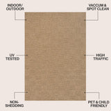 Fluvia Easy Jute Geometric Boho Checker Weave Area Rug