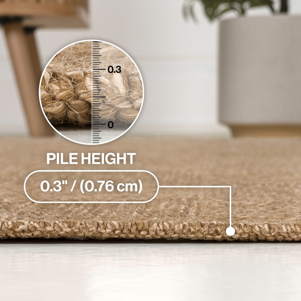 Fluvia Easy Jute Geometric Boho Checker Weave Area Rug