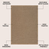 Solvyn Easy Jute Contemporary Border Boho Fine Rib Weave Area Rug