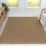 Solvyn Easy Jute Contemporary Border Boho Fine Rib Weave Area Rug