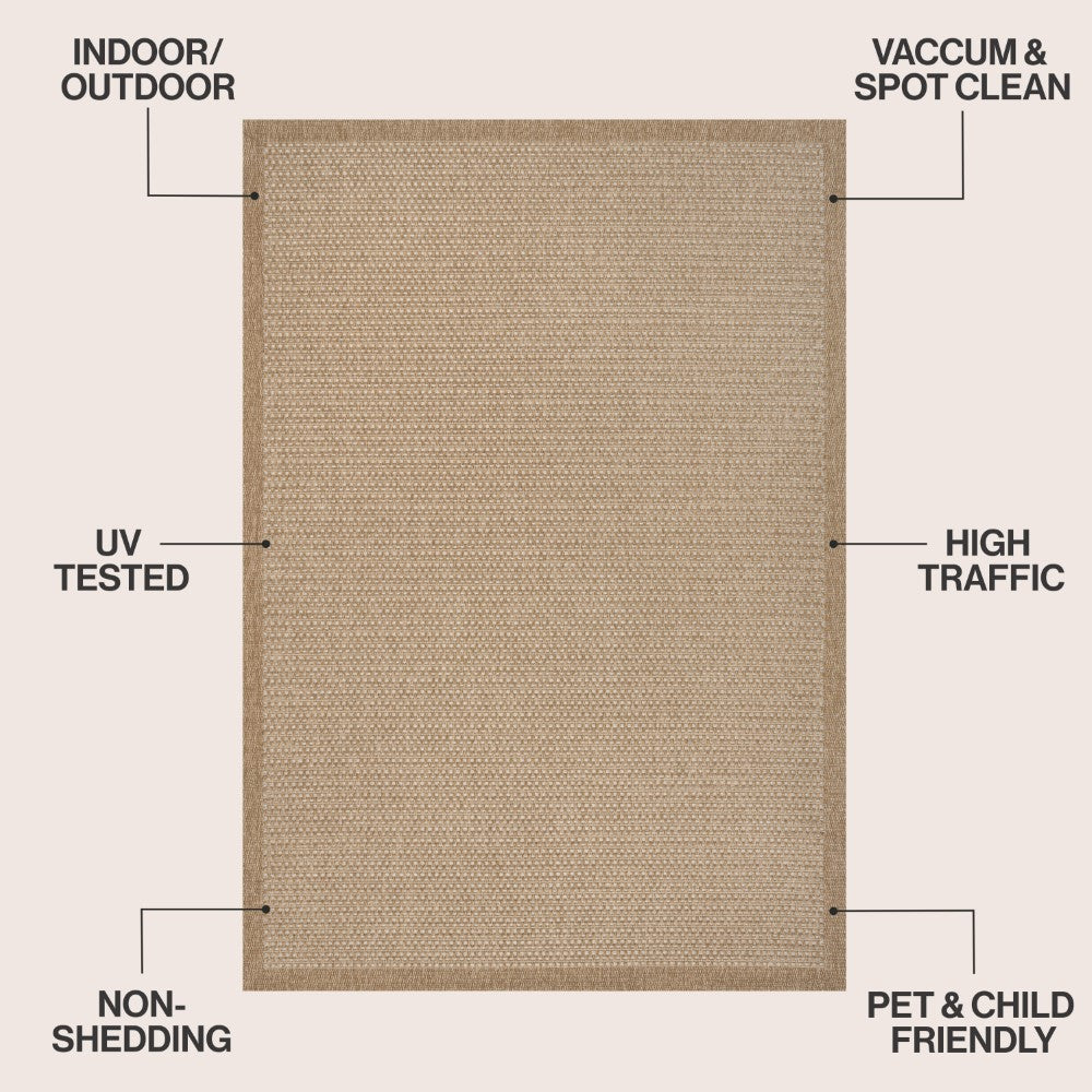 Solvyn Easy Jute Contemporary Border Boho Fine Rib Weave Area Rug