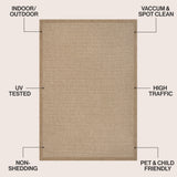 Solvyn Easy Jute Contemporary Border Boho Fine Rib Weave Area Rug
